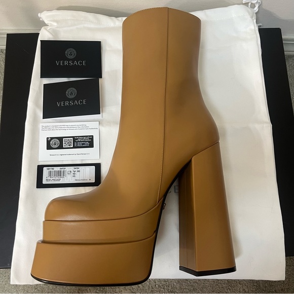 Versace Tan Platform Boots - Picture 9 of 12